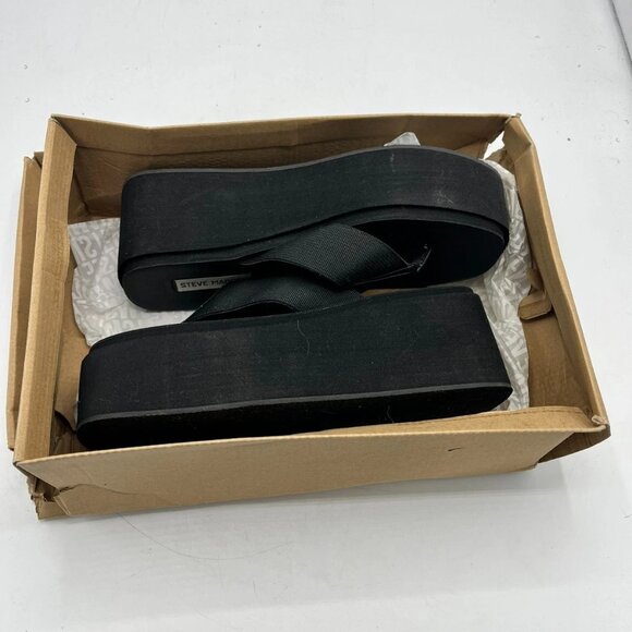 Steve Madden Better Platform Thong Sandals Womens US Size 8 Black Brand New - Picture 2 of 6
